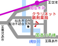 クラリネット調剤薬局までの地図